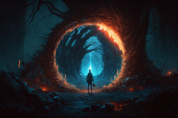 Obraz premium magic portal game scene, generative ai