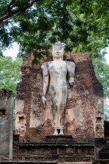 Fototapeta na wymiar The most beautiful Viewpoint Historic temple of Sukhothai Historical Park, Thailand.