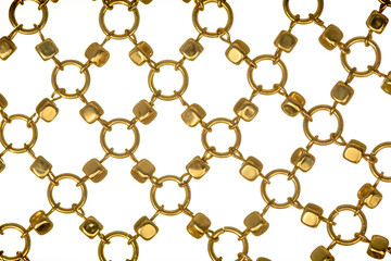 Golden chain net on white