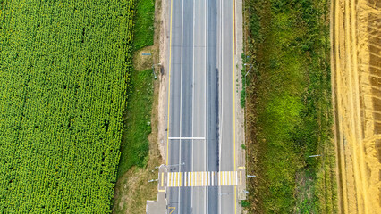 highway view from top to bottom, truck driving highway