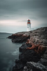Fototapeta na wymiar Rathlin Island Lighthouse. Incredible and breathtaking Ireland. Generative AI