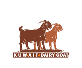KUWAIT BREED DAIRY GOAT LOGO, silhouette of great goat standing vector illustrations