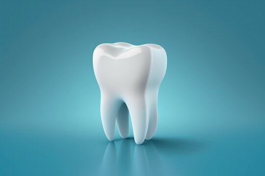 3d tooth isolated on light blue background