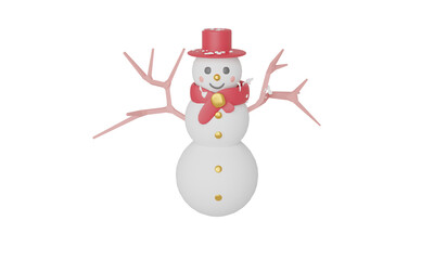 PNG Christmas pastel Scene With Snowman Cute characters. 3d Rendering illustration. snow winter season in holiday festival