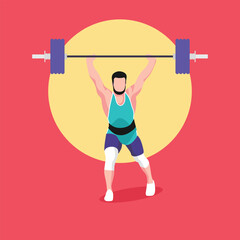 Weightlifting flat design vector, Weightlifting design vector