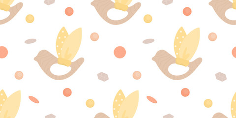 Cute pattern of boho baby toys and beads