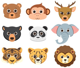 Set of cute animal head