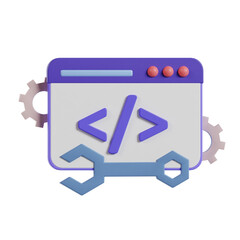 Web development concept 3d icon. Idea of coding and programming interface.