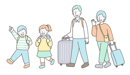 旅行を楽しむ家族