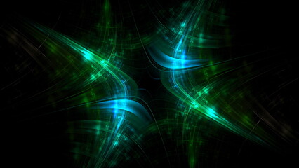 Obraz premium Luminous modern abstract background, fractal world. Digital space for use in design. Round shapes and lines