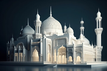Fototapeta na wymiar amazing architecture design of muslim mosque ramadan, generative AI