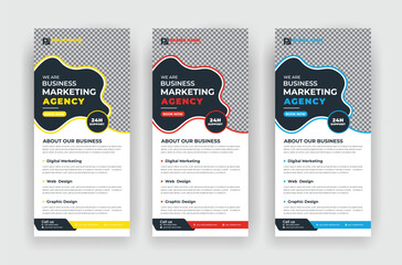 business rack card design template with roll up banner design