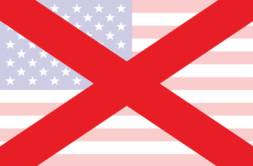 Alabama Sate Flag Set Over The Stars And Stripes