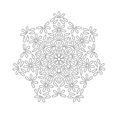 Mandala art with black stripes round shape pattern. Vector illustration.