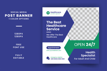 Medical health care social media post banner design template

