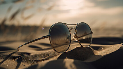 Sunglasses on the beach in summer - holidays and leisure concept - Generative AI