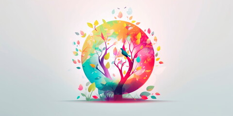 Fresh and colorful spring-themed logo for a new business or product Generative AI