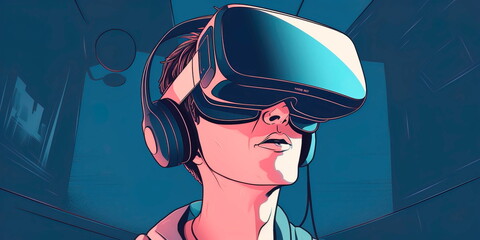 Immersive Virtual Reality Headset  for Gaming and Entertainment - Detailed  VR Device Generative AI
