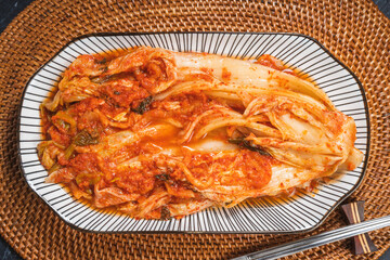 Cabbage Kimchi,  Korean traditional fermented vegetable a side dish at meals.
