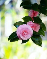 美しい春の花乙女椿