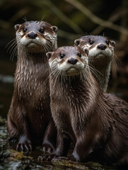 Obraz premium Otter family portrait