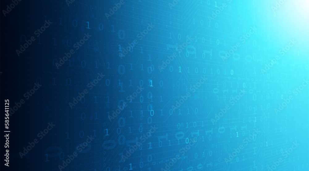 Poster Composition of binary coding processing over blue background. online cyber security concept.Vector illustration