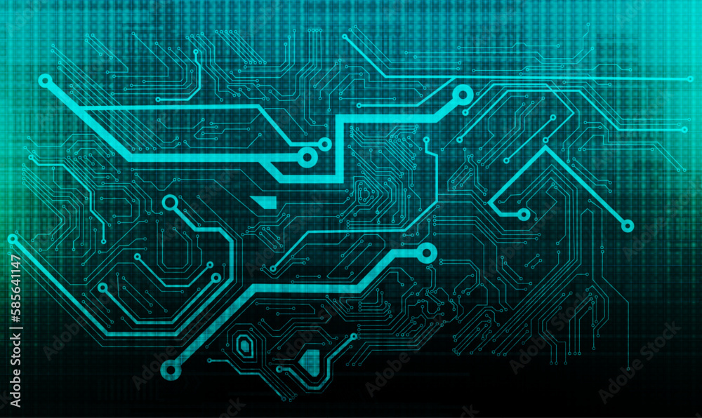 Poster abstract blue computer technology background with circuit board and circle tech.illustration for ele