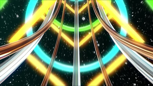 背景　3D　トンネル　レール