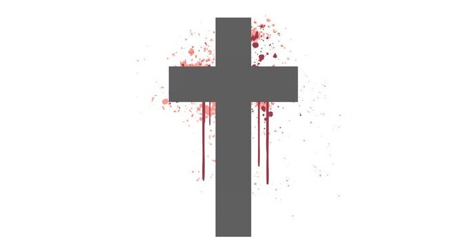 Christian cross with blood. Good Friday, Easter day. Christian backdrop. Biblical faith, gospel, salvation concept. Jesus Christ Crucifixion.
