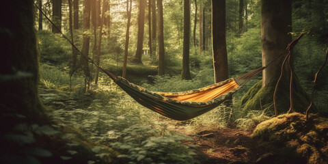 hammock in the forest background Generative AI