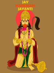 Hindu God Hanuman Jayanti vector illustration.