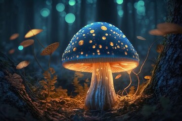 Fototapeta premium Magic mushroom, generative ai
