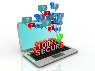 3d rendering chat box with laptop