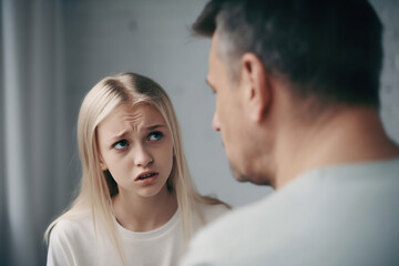 Fototapeta premium Young Girl arguing with Parents, made with Generative AI