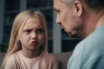 Obraz na płótnie Canvas Child arguing with her Father, made with Generative AI