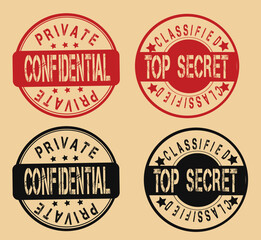 Top secret grunge rubber stamps
