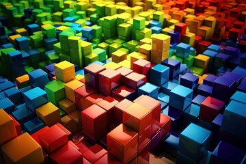 floating cubes in a variety of vibrant colors. Generative AI