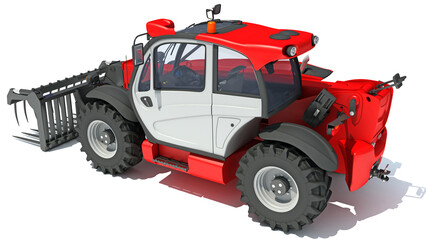 Telescopic Wheel Loader 3D rendering on white background