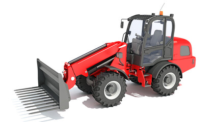 Telescopic Wheel Loader 3D rendering on white background