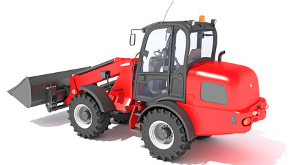 Naklejka premium Telescopic Wheel Loader 3D rendering on white background