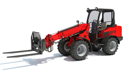 Telescopic Wheel Loader 3D rendering on white background © 3D Horse
