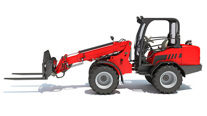 Telescopic Wheel Loader 3D rendering on white background