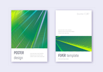 Fototapeta premium Minimalistic cover design template set. Green abst