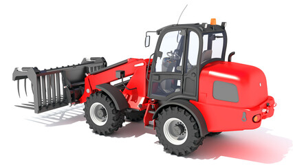 Telescopic Wheel Loader 3D rendering on white background