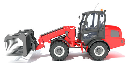 Telescopic Wheel Loader 3D rendering on white background