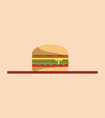 Flat Illustration of Burger. unhealty fast food