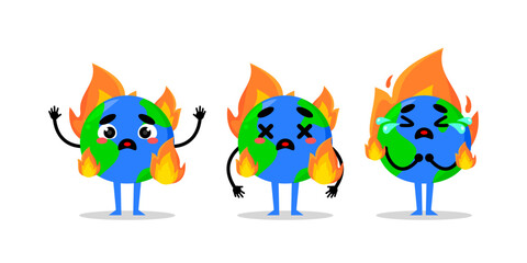 angry earth cute mascot illustration. mascot illustration about global warming.