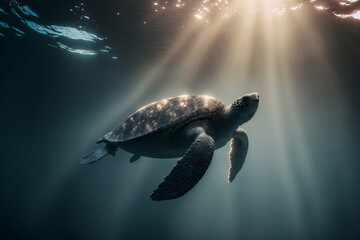 Obraz premium turtles swimming in the sea, generative ai