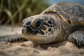 turtle on the beach, generative ai