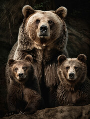 brown bear family portrait